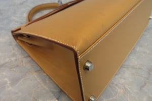 HERMES／エルメス ケリー32 ボックスカーフ ナチュラルサブレ □E刻印 ショルダーバッグ 700070291