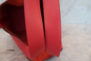 HERMES PICOTIN LOCK GM Clemence leather Rouge casaque □Q Engraving Hand bag 700100083