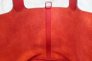 HERMES PICOTIN LOCK GM Clemence leather Rouge casaque □Q Engraving Hand bag 700100083