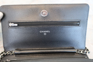 CHANEL Matelasse chain wallet Caviar skin Black/Silver hadware Shoulder bag 700010150