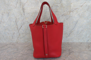 HERMES／エルメス ピコタンロックＭＭ トリヨンクレマンス ルージュカザック □Q刻印 ハンドバッグ 700070100