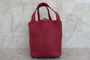 HERMES PICOTIN LOCK MM Clemence leather Ruby □N Engraving Hand bag 700050139