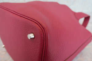 HERMES PICOTIN LOCK MM Clemence leather Ruby □N Engraving Hand bag 700050139