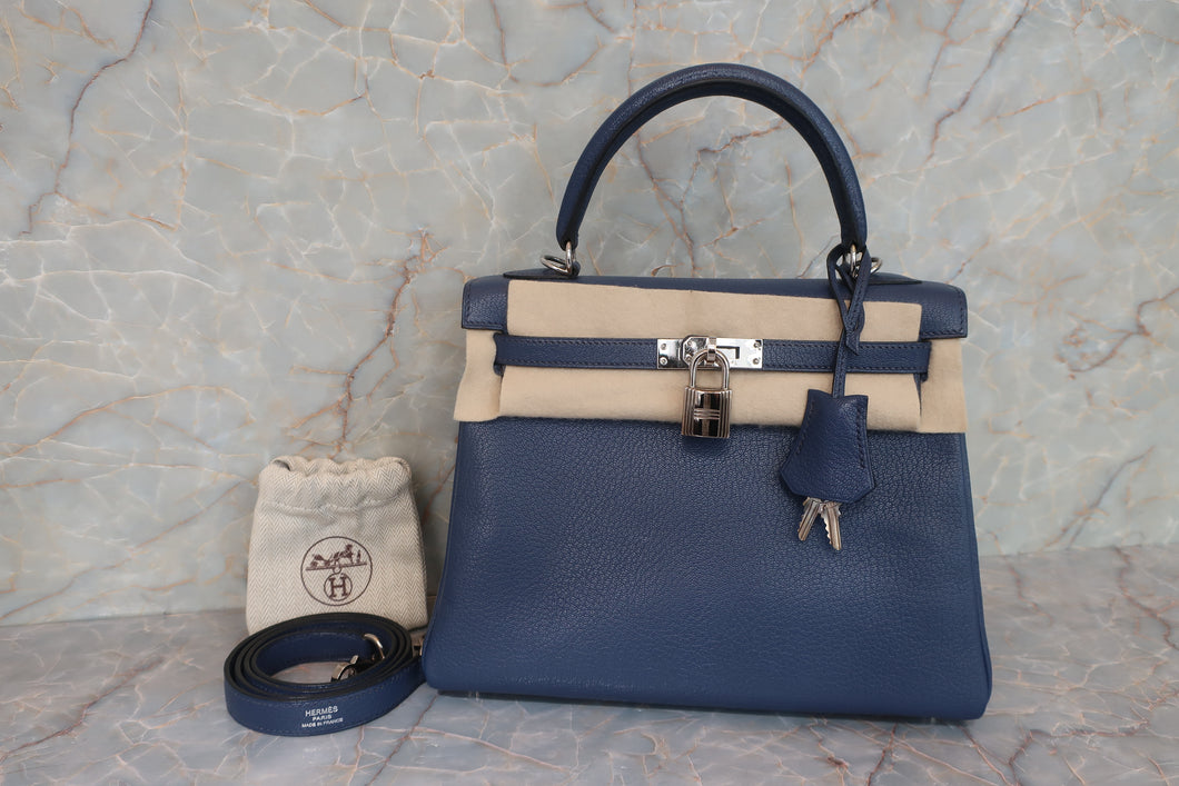 HERMES KELLY 25 Chevre myzore goatskim Blue □K刻印 Shoulder bag 600100075