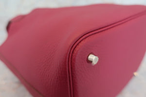 HERMES PICOTIN LOCK MM Clemence leather Ruby □N Engraving Hand bag 700050139