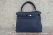 将图片加载到图库查看器，HERMES KELLY 25 Chevre myzore goatskim Blue □K刻印 Shoulder bag 600100075
