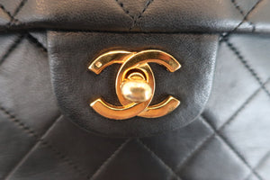 CHANEL Matelasse double flap double chain shoulder bag Lambskin Black/Gold hadware Shoulder bag 600050084