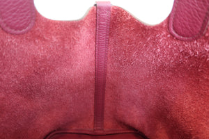 HERMES PICOTIN LOCK MM Clemence leather Ruby □N Engraving Hand bag 700050139