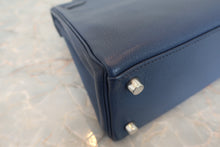 将图片加载到图库查看器，HERMES KELLY 25 Chevre myzore goatskim Blue □K刻印 Shoulder bag 600100075
