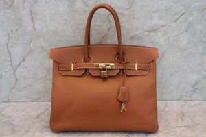 HERMES BIRKIN 35 Graine Couchevel leather Gold □A Engraving Hand bag 700040128