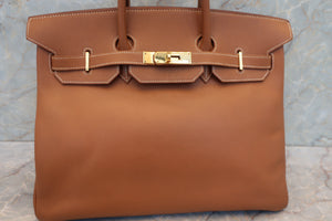 HERMES BIRKIN 35 Graine Couchevel leather Gold □A Engraving Hand bag 700040128