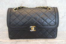 Load image into Gallery viewer, CHANEL Paris Limited Matelasse double flap chain shoulder bag Lambskin Black/Gold hadware Shoulder bag 600110194
