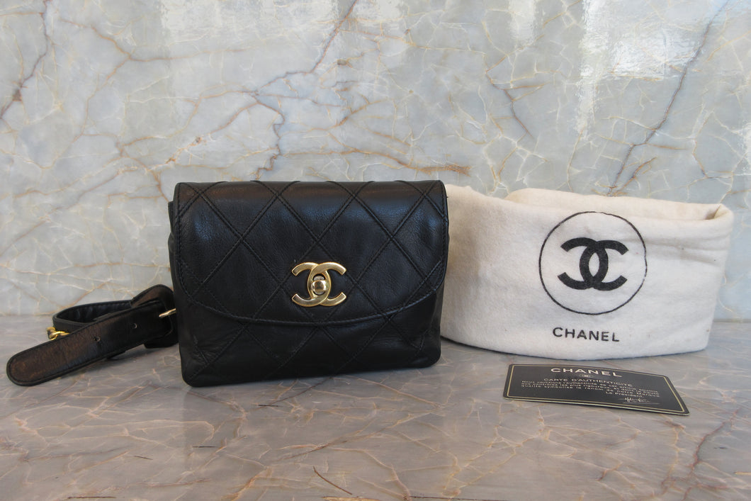 CHANEL/シャネル ビコローレウエストバッグ ラムスキン ブラック/ゴールド金具 ウエストバッグ 700070156