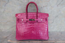 将图片加载到图库查看器，HERMES BIRKIN 25 Crocodile Niloticus Rose Sherazard □Q刻印 Hand bag 600100094
