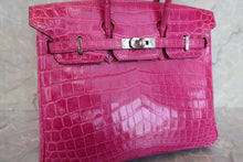 将图片加载到图库查看器，HERMES BIRKIN 25 Crocodile Niloticus Rose Sherazard □Q刻印 Hand bag 600100094
