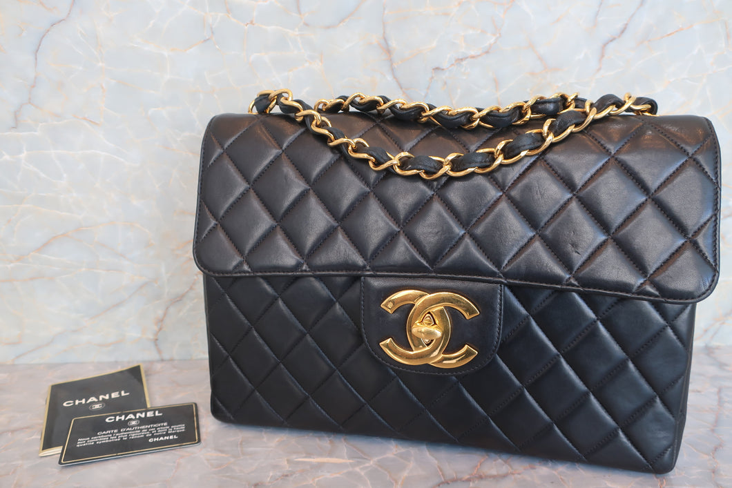 CHANEL Medium Matelasse single flap chain shoulder bag Lambskin Black/Gold hadware Shoulder bag 600090074