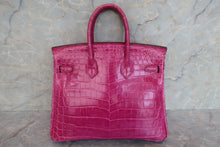 将图片加载到图库查看器，HERMES BIRKIN 25 Crocodile Niloticus Rose Sherazard □Q刻印 Hand bag 600100094
