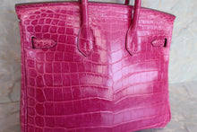 将图片加载到图库查看器，HERMES BIRKIN 25 Crocodile Niloticus Rose Sherazard □Q刻印 Hand bag 600100094
