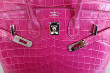 将图片加载到图库查看器，HERMES BIRKIN 25 Crocodile Niloticus Rose Sherazard □Q刻印 Hand bag 600100094
