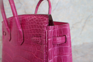 HERMES BIRKIN 25 Crocodile Niloticus Rose Sherazard □Q刻印 Hand bag 600100094