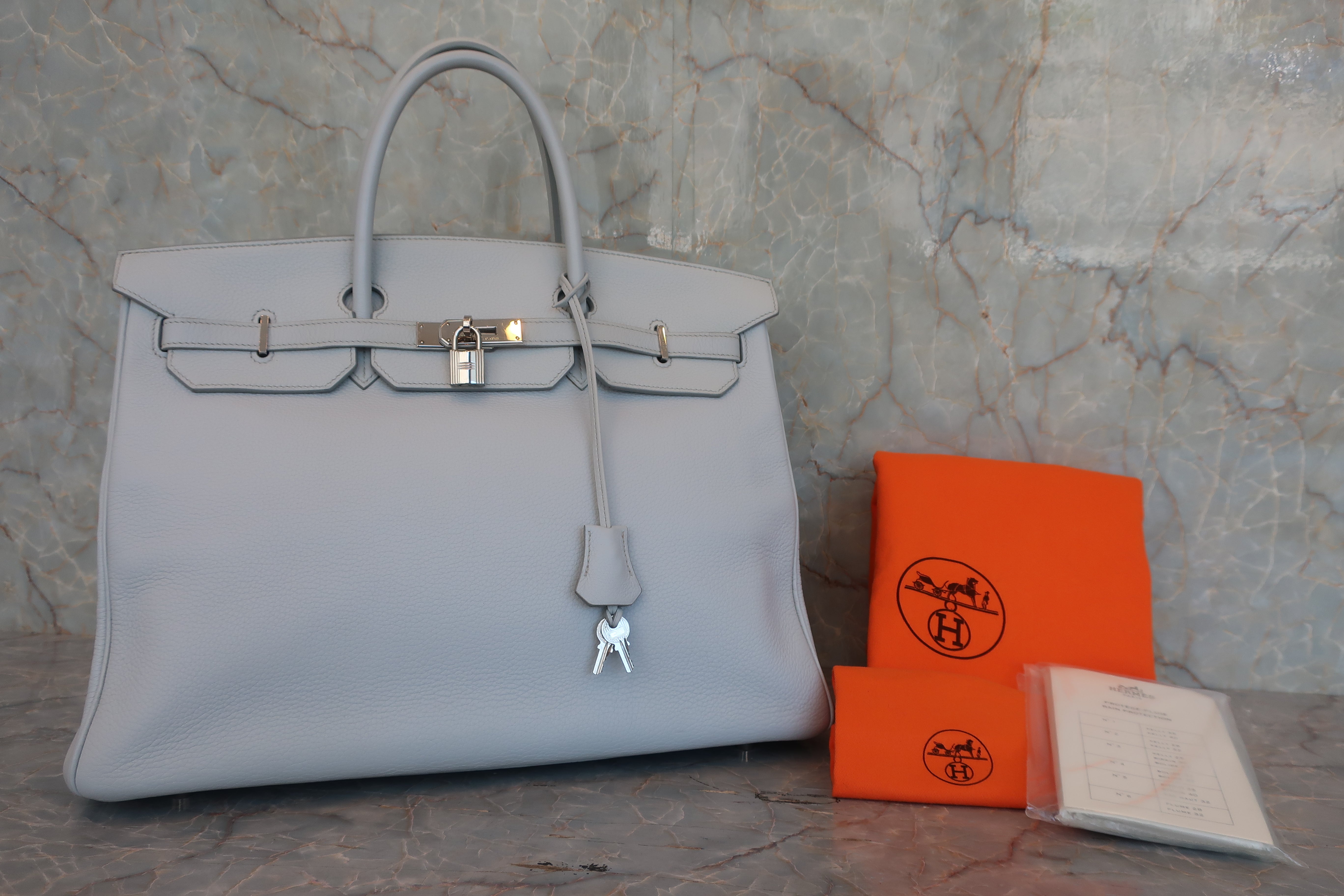 HERMES／エルメス バーキン40 トゴ ライトブルー □F刻印 ハンドバッグ
