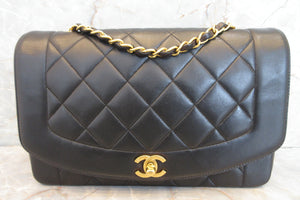 CHANEL Diana matelasse chain shoulder bag Lambskin Black/Gold hadware Shoulder bag 600120002