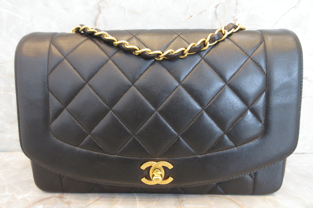 CHANEL Diana matelasse chain shoulder bag Lambskin Black/Gold hadware Shoulder bag 600120002