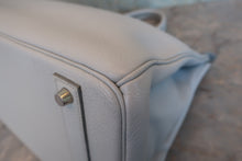 将图片加载到图库查看器，HERMES BIRKIN 40 Togo leather Lite blue □F刻印 Hand bag 800060153
