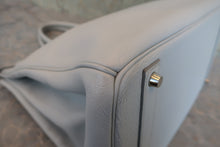 将图片加载到图库查看器，HERMES BIRKIN 40 Togo leather Lite blue □F刻印 Hand bag 800060153
