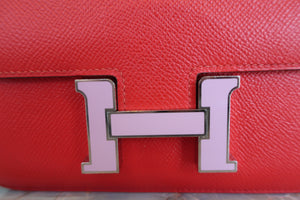 HERMES CONSTANCE3 MINI Epsom leather Rouge de Coeur/Mauve sylvestre D刻印 Shoulder bag 600070001