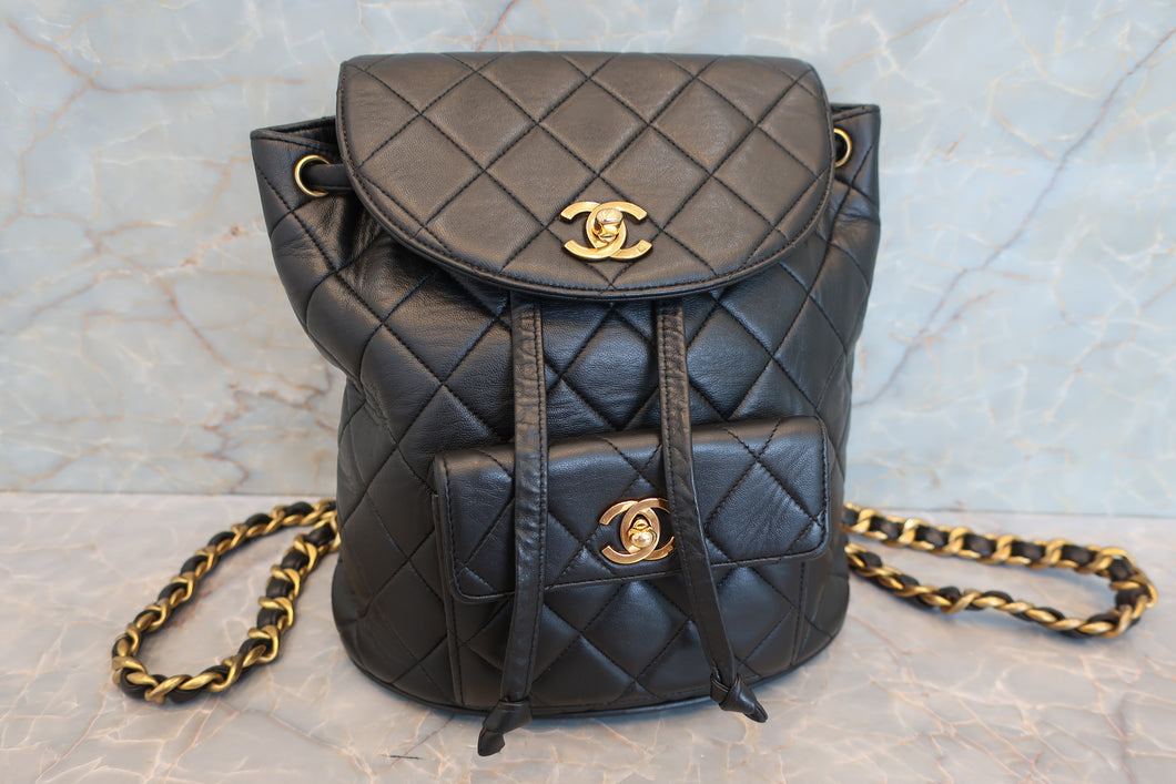 CHANEL Matelasse chain back pack Lambskin Black/Gold hadware Back pack 700100002