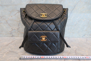 CHANEL Matelasse chain back pack Lambskin Black/Gold hadware Back pack 700100002