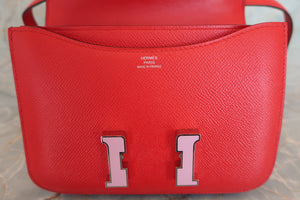 HERMES CONSTANCE3 MINI Epsom leather Rouge de Coeur/Mauve sylvestre D刻印 Shoulder bag 600070001