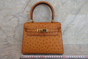 HERMES／エルメス ミニケリー20 オーストリッチ ナチュラル □J刻印 ショルダーバッグ 700050107