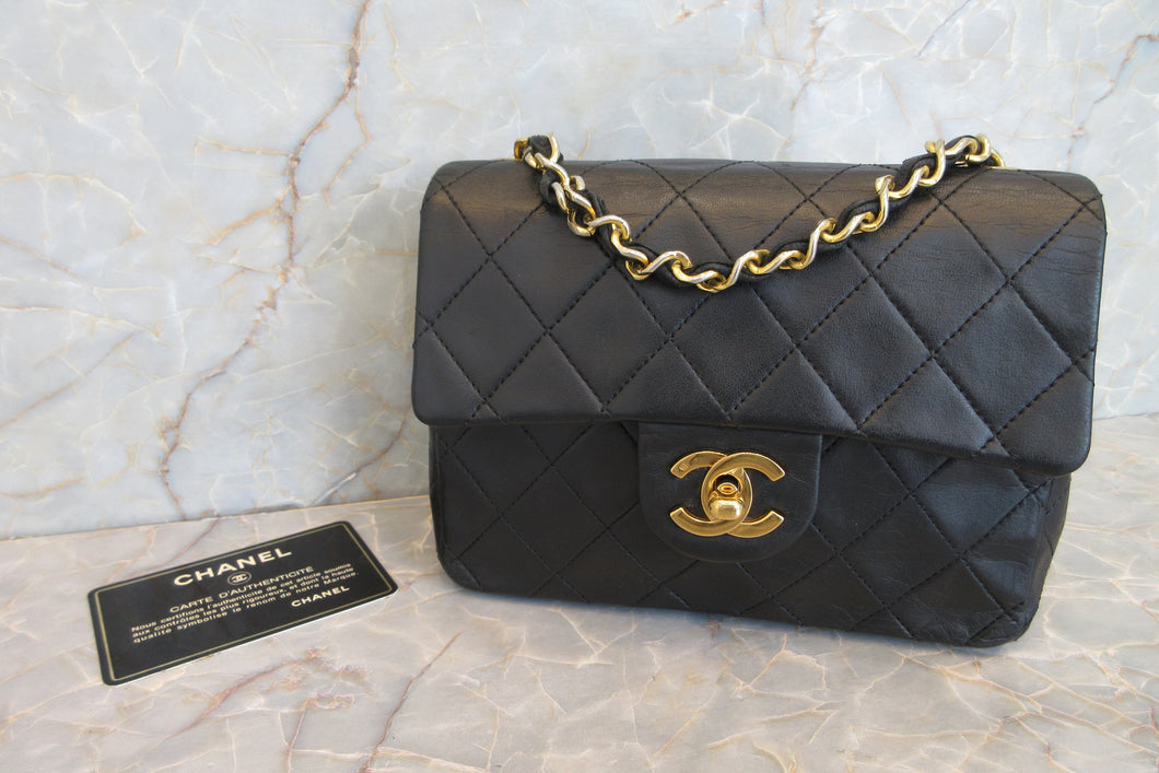 CHANEL Mini Matelasse single flap chain shoulder bag Lambskin Black/Gold hadware Shoulder bag 600110100