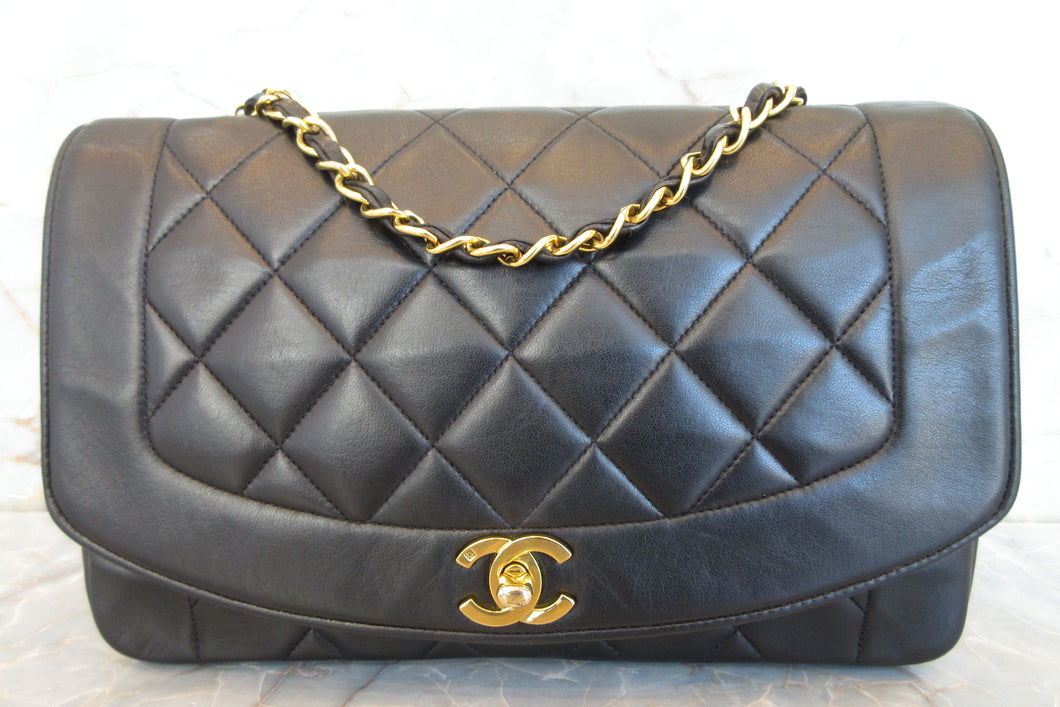 CHANEL/シャネル ダイアナマトラッセチェーンショルダーバッグ ラムスキン ブラック/ゴールド金具 ショルダーバッグ 700070149