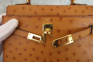 HERMES／エルメス ミニケリー20 オーストリッチ ナチュラル □J刻印 ショルダーバッグ 700050107