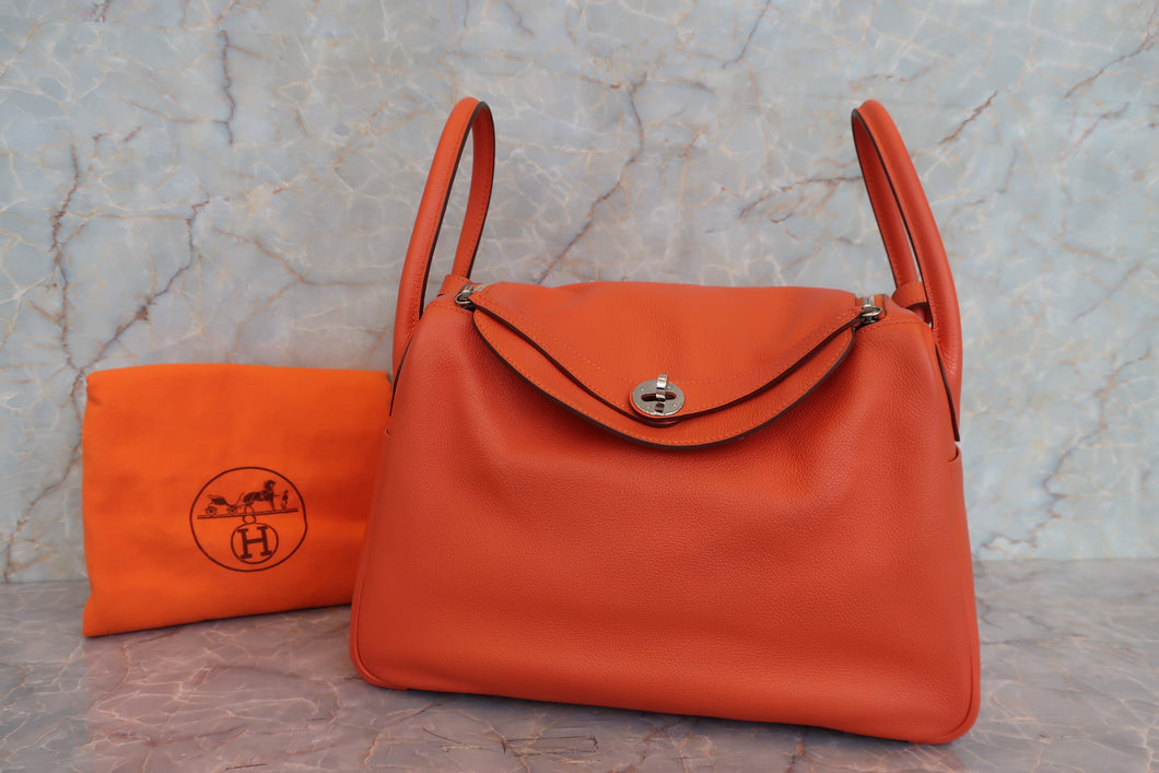 HERMES／エルメス リンディ30 エバーカラー オレンジ □Q刻印 ショルダーバッグ 700040008