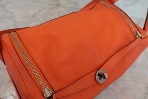 HERMES／エルメス リンディ30 エバーカラー オレンジ □Q刻印 ショルダーバッグ 700040008