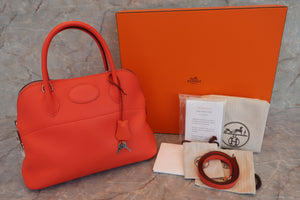 HERMES／BOLIDE 31 Clemence leather Capucine A Engraving Shoulder bag 500120111