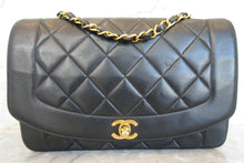 Load image into Gallery viewer, CHANEL  Diana matelasse chain shoulder bag Lambskin Black/Gold hadware Shoulder bag 700010152
