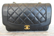 Load image into Gallery viewer, CHANEL  Diana matelasse chain shoulder bag Lambskin Black/Gold hadware Shoulder bag 700010152
