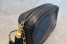Load image into Gallery viewer, CHANEL CC mark fringe chain shoulder bag Lambskin Navy/Gold hadware Shoulder bag 700100053
