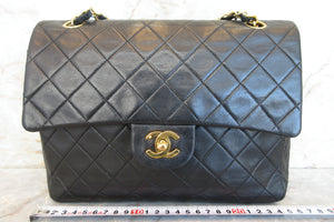 CHANEL Matelasse double flap double chain shoulder bag Lambskin Black/Gold hadware Shoulder bag 700070154