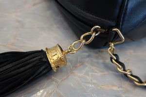CHANEL CC mark fringe chain shoulder bag Lambskin Navy/Gold hadware Shoulder bag 700100053