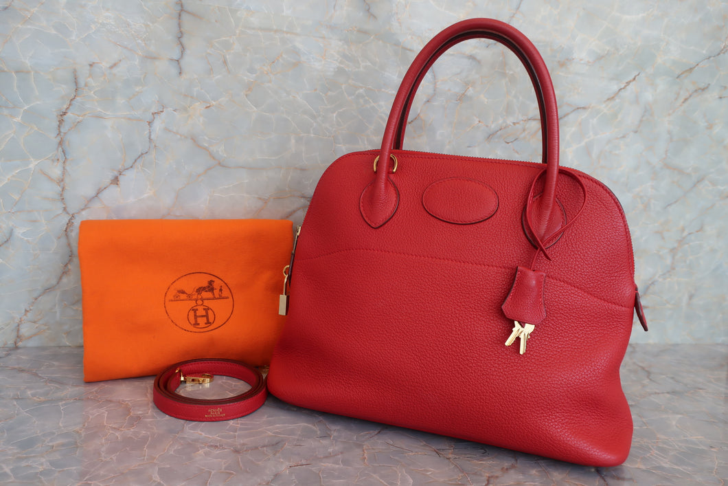 HERMES／エルメス ボリード31 トゴ ルージュヴィフ □H刻印 ショルダーバッグ 700060227
