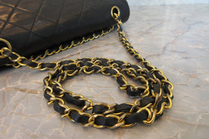 CHANEL Matelasse double flap double chain shoulder bag Lambskin Black/Gold hadware Shoulder bag 700070154