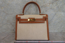 將圖片載入圖庫檢視器 HERMES／エルメス ケリー28 トワルアッシュ/クシュベル ベージュ/ゴールド 〇U刻印 ハンドバッグ 700040217
