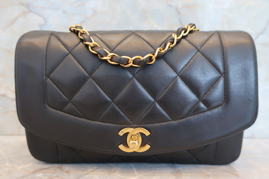 CHANEL  Diana matelasse chain shoulder bag Lambskin Black/Gold hadware Shoulder bag 700100010