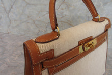 將圖片載入圖庫檢視器 HERMES／エルメス ケリー28 トワルアッシュ/クシュベル ベージュ/ゴールド 〇U刻印 ハンドバッグ 700040217
